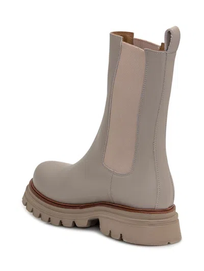 Ennequadro Leather Chelsea Boots In Beige