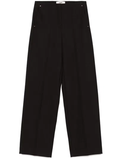 Shop Fendi Wide Leg Wool Trousers In Purple