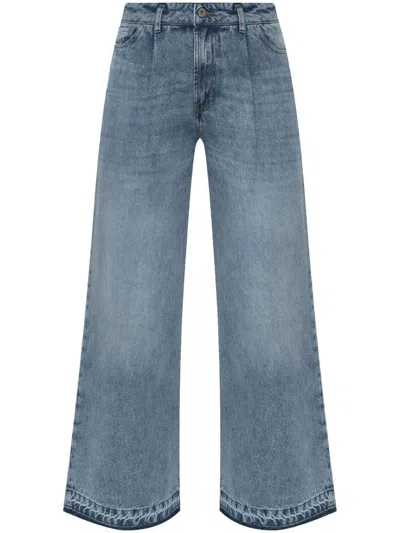Halfboy Wide-leg Denim Trousers Featuring Pleat Detailing In Blue