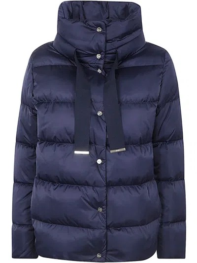 Herno Down Jacket Cape In Blue