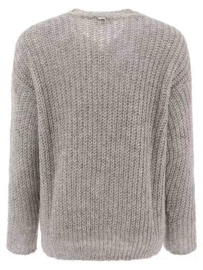 Herno Sweater With Sequins Knitwear In Grey