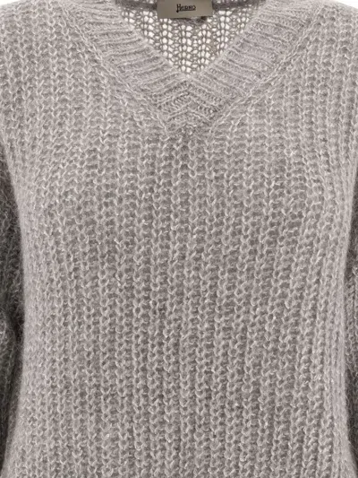 Herno Sweater With Sequins Knitwear In Grey