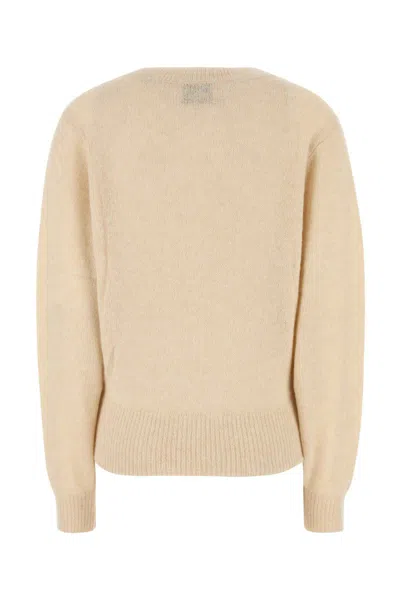 Isabel Marant Puff Sleeves Oversized Knit Sweater In Beige