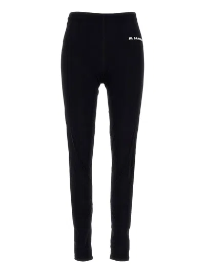 Jil Sander Black Leggings With Printed Waistband In Black