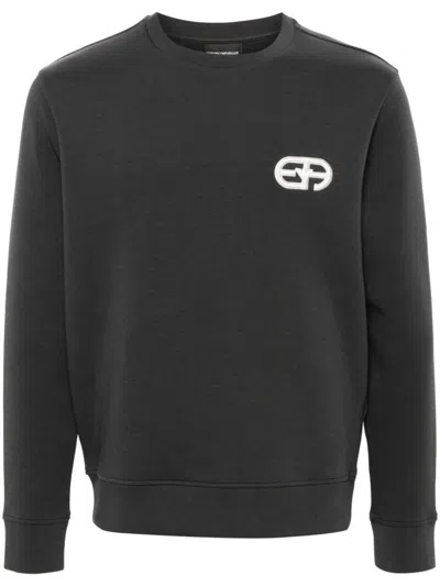 Shop Emporio Armani Logo Cotton Sweatshirt In Grey