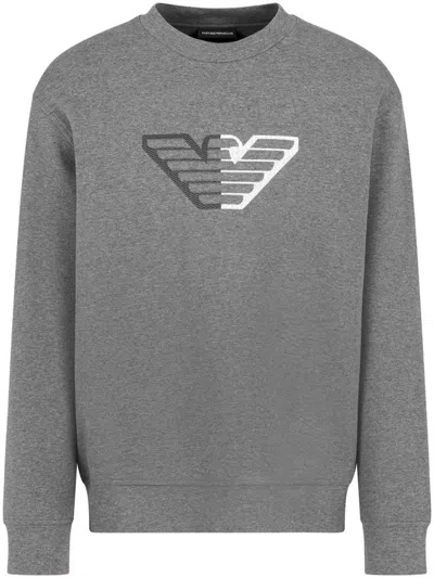 Shop Emporio Armani Logo Cotton Sweatshirt In Grey