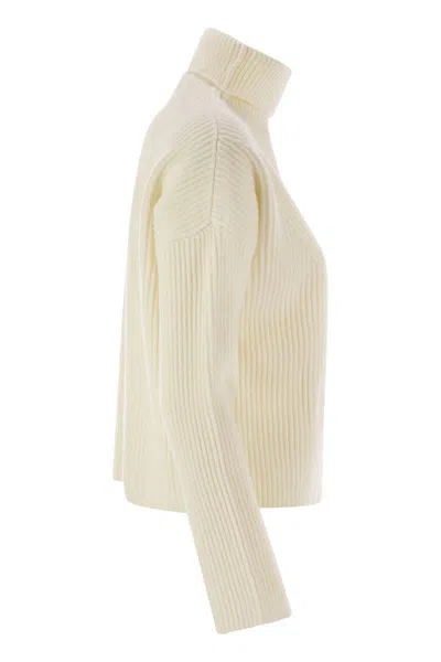 Shop Max Mara Studio Golia - Wool And Cashmere Turtleneck Sweater In White