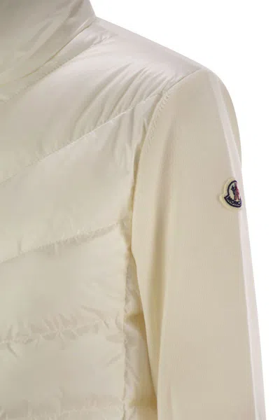 Shop Moncler Padded Wool Cardigan In White