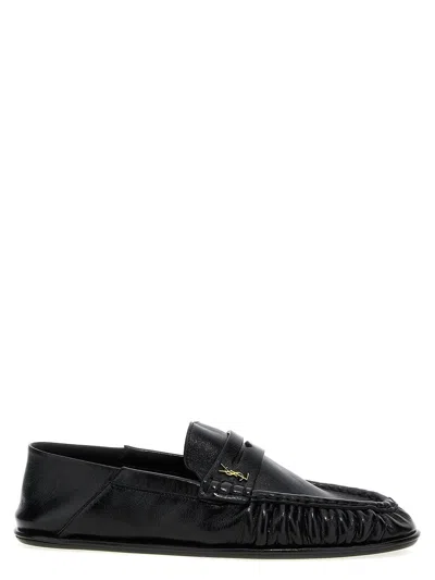 Shop Saint Laurent "penny" Loafers In Black