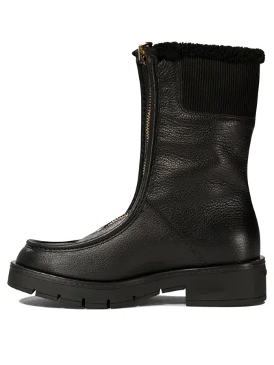 Ferragamo Woman Ankle Boots Black Size 8 Shearling In Black