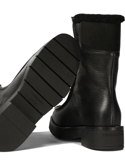 Ferragamo Woman Ankle Boots Black Size 8 Shearling In Black