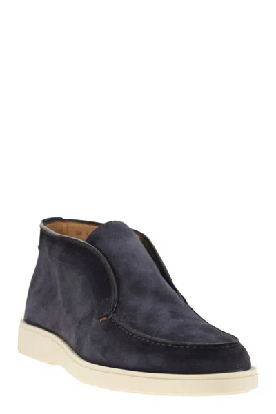 Shop Santoni Suede Boots In Blue