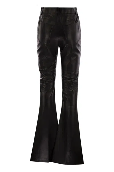 Shop Sportmax Canoa - Nappa Leather 5-pocket Flare Trousers In Black