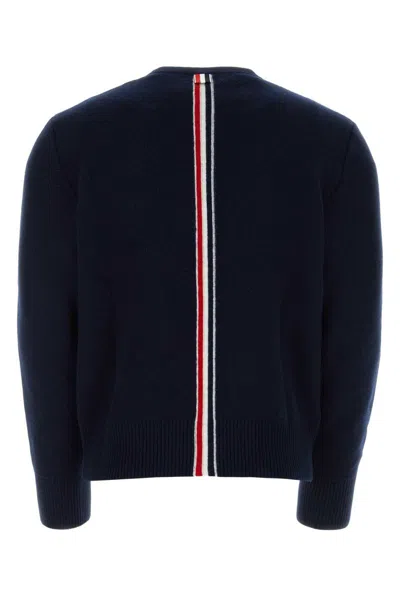 Thom Browne Wool Piqué Crewneck Pullover In Blue