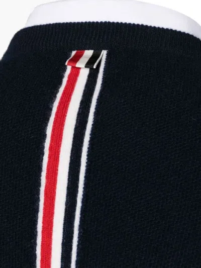 Thom Browne Wool Piqué Crewneck Pullover In Blue