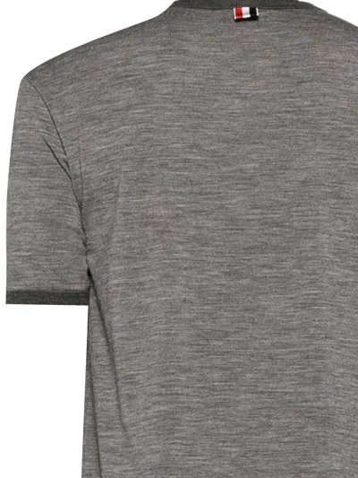 Thom Browne T-shirt Wool Button Detail In Medgrey