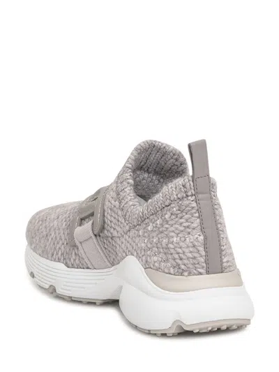 Tod's Knitted Sock Sneakers With Front Logo In Gray