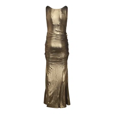 Shop Vivienne Westwood Gold Tone Viscose Maxi Dress