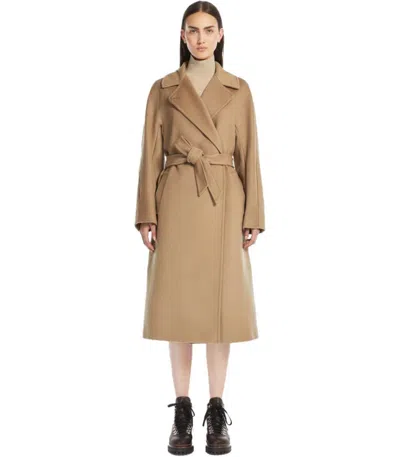 Shop Weekend Max Mara Resina Camel Belted Coat In Brown