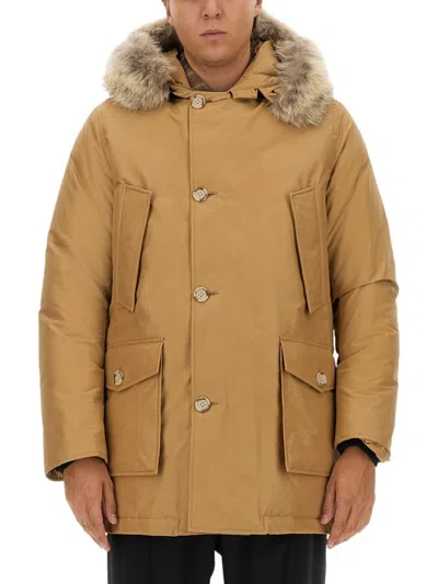 Shop Woolrich Down Jacket "arctic" In Beige