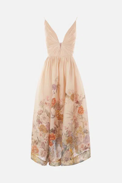 Shop Zimmermann Dresses In Peach Multi Floral