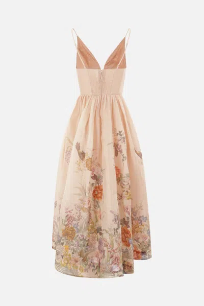 Shop Zimmermann Dresses In Peach Multi Floral