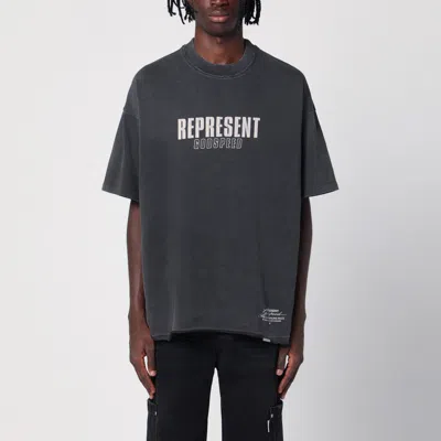 Shop Represent Oversized Black Washed T Shirt With Logo