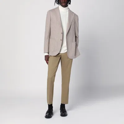 Santaniello Double-breasted Jacket In Wool-blend In Beige