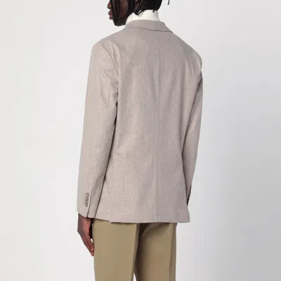 Santaniello Double-breasted Jacket In Wool-blend In Beige