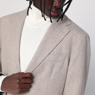 Santaniello Double-breasted Jacket In Wool-blend In Beige