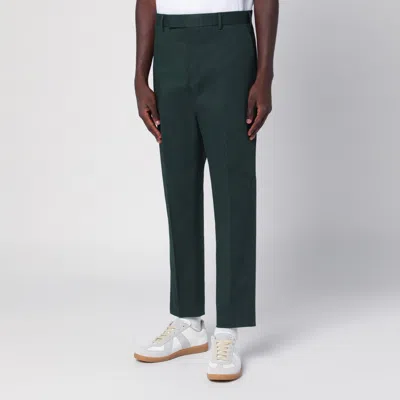Pt Torino Cotton Trousers With Back Pockets And Belt Loops In Green