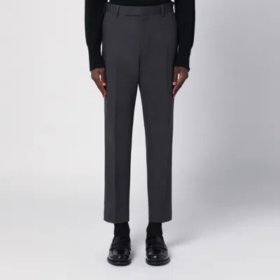 Pt Torino Wool Trousers With Concealead Closure In Grey