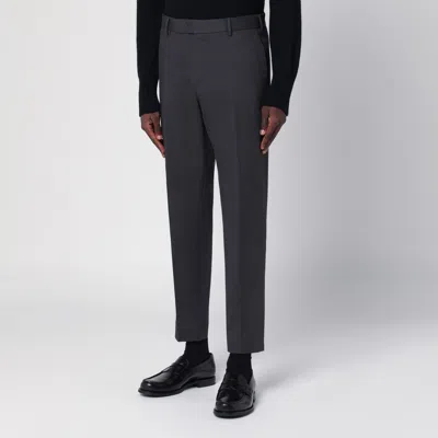 Pt Torino Wool Trousers With Concealead Closure In Grey