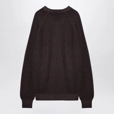 Tagliatore Wool Crew Neck Pullover With Raglan Sleeves In Brown