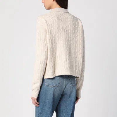 Polo Ralph Lauren Wool And Cashmere Cable-knit Polo Shirt In Beige