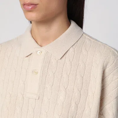 Polo Ralph Lauren Wool And Cashmere Cable-knit Polo Shirt In Beige