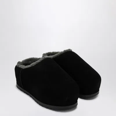 Ugg Pumped Suede Slippers In Black