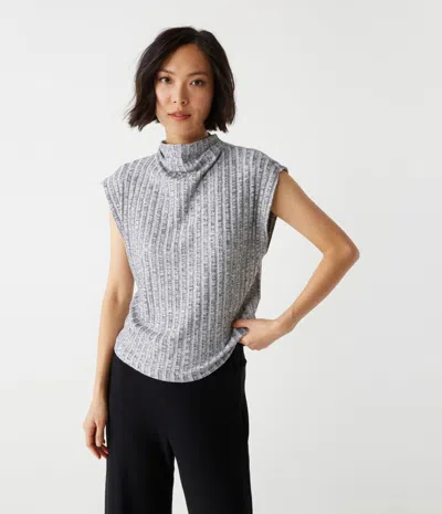 Michael Stars Nara Mock Neck Top In Black Marl