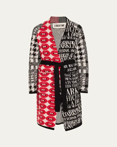 Libertine Mix It Up Cashmere Belted Slim Cardigan In Mul