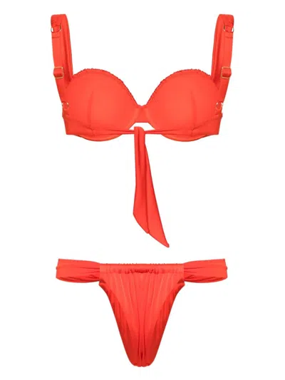 Noire Swimwear Ruched Balconette Bikini In Orange