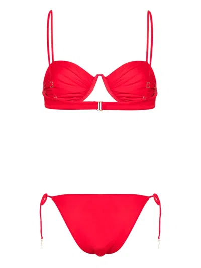 Noire Swimwear Monowire Bikini Set In Rot
