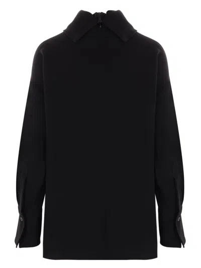 Alberto Biani Crepe Blouse In Schwarz