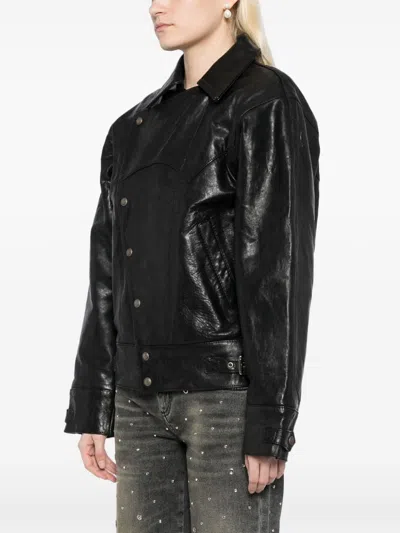 R13 Asymmerical Stud Jacket In Schwarz