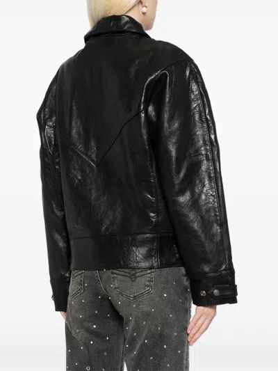 R13 Asymmerical Stud Jacket In Schwarz