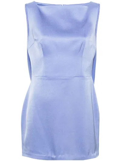 Shop Alex Perry Draped-panel Satin Minidress In Blue