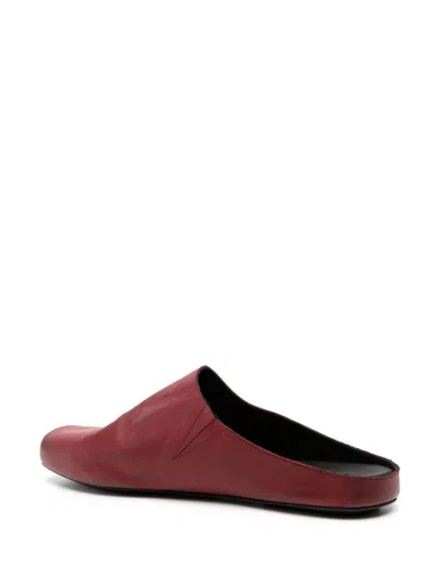 Shop Uma Wang Square-toe Leather Slippers In Red