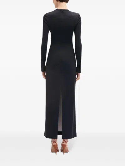 Oscar De La Renta Orchid Long Sleeve Jersey Dress In Blue