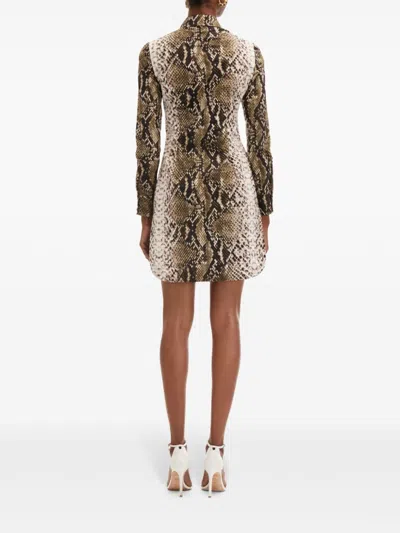 Oscar De La Renta Snake Cotton Poplin Shirt Dress In Green