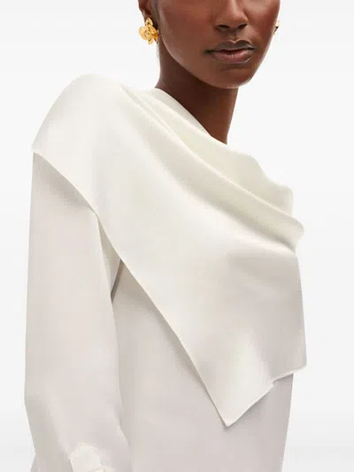 Oscar De La Renta Draped-detail Silk Blouse In White