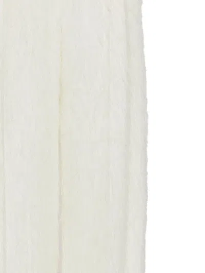 Oscar De La Renta Wide Leg Zip Front Fringe Fil Coupe Pant In Neutrals